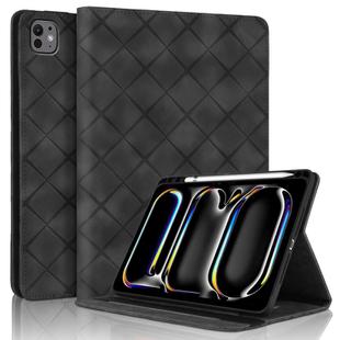 For iPad Pro 11 2024 Rhombus Embossed Leather Smart Tablet Case(Black)