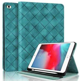For iPad mini 5 / 4 / 3 / 2 / 1 Rhombus Embossed Leather Smart Tablet Case(Green)
