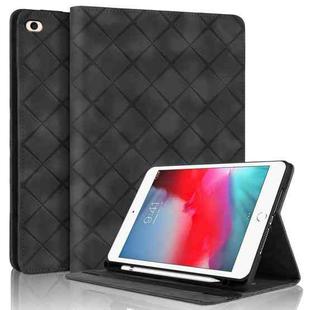 For iPad mini 5 / 4 / 3 / 2 / 1 Rhombus Embossed Leather Smart Tablet Case(Black)