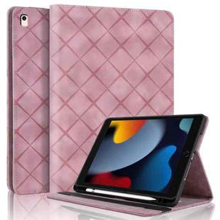 For iPad Air / Air 2 / 9.7 2017 / 2018 Rhombus Embossed Leather Smart Tablet Case(Pink)