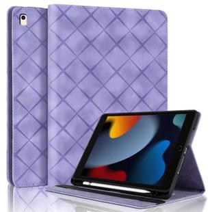 For iPad Air / Air 2 / 9.7 2017 / 2018 Rhombus Embossed Leather Smart Tablet Case(Purple)
