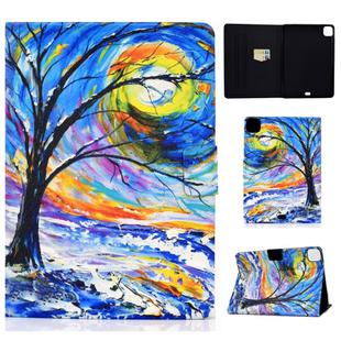 For iPad Air 2022 / 2020 10.9 Electric Pressed Colored Drawing Horizontal Flip Leather Case with Holder & Card Slots & Sleep / Wake-up Function(Watercolor Tree)