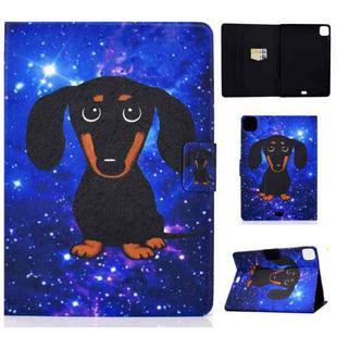 For iPad Air 2022 / 2020 10.9 Electric Pressed Colored Drawing Horizontal Flip Leather Case with Holder & Card Slots & Sleep / Wake-up Function(Little Black Dog)