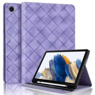 For Samsung Galaxy Tab A8 10.5 X200 Rhombus Embossed Leather Smart Tablet Case(Purple)
