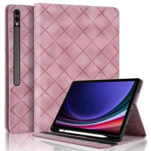For Samsung Galaxy Tab S10+ / S9 FE+ Rhombus Embossing Leather Tablet Case(Pink)