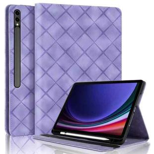 For Samsung Galaxy Tab S10+ / S9 FE+ Rhombus Embossing Leather Tablet Case(Purple)