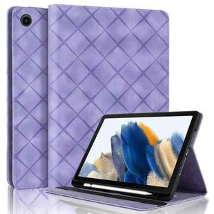 For Samsung Galaxy Tab A9+ Rhombus Embossed Leather Tablet Case(Purple)