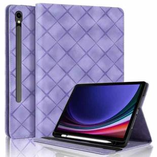 For Samsung Galaxy Tab S10 FE+ Rhombus Embossed Leather Tablet Case(Purple)