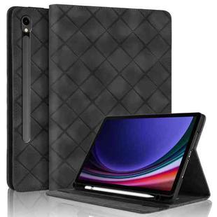 For Samsung Galaxy Tab S10 FE+ Rhombus Embossed Leather Tablet Case(Black)