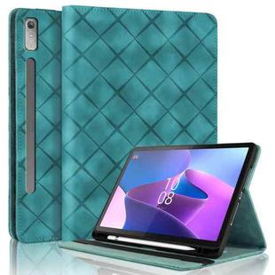 For Lenovo Xiaoxin Pad Pro 12.7 2023 / P12 Rhombus Embossing Leather Tablet Case(Green)