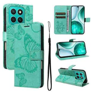 For Honor X8C 4G Global 3D Butterfly Embossed Pattern Flip Leather Phone Case(Green)