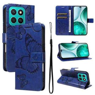 For Honor X8C 4G Global 3D Butterfly Embossed Pattern Flip Leather Phone Case(Blue)