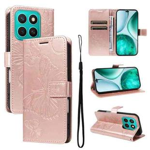 For Honor X8C 4G Global 3D Butterfly Embossed Pattern Flip Leather Phone Case(Rose Gold)