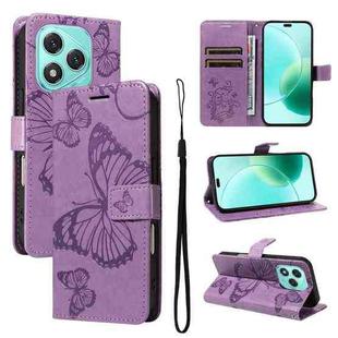 For Honor 400 Lite 3D Butterfly Embossed Pattern Flip Leather Phone Case(Purple)