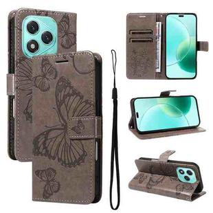 For Honor 400 Lite 3D Butterfly Embossed Pattern Flip Leather Phone Case(Grey)