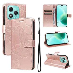 For Honor 400 Lite 3D Butterfly Embossed Pattern Flip Leather Phone Case(Rose Gold)