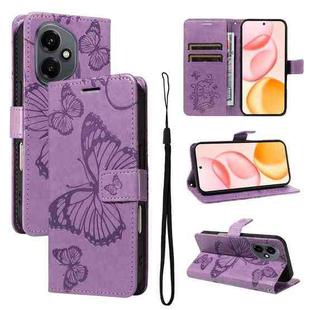 For Honor 400 Global 156.5mm 3D Butterfly Embossed Pattern Flip Leather Phone Case(Purple)