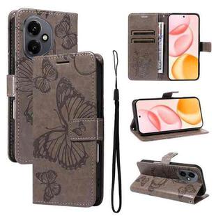 For Honor 400 Global 156.5mm 3D Butterfly Embossed Pattern Flip Leather Phone Case(Grey)