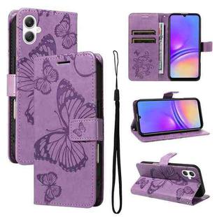 For Samsung Galaxy A07 5G 3D Butterfly Embossed Pattern Flip Leather Phone Case(Purple)