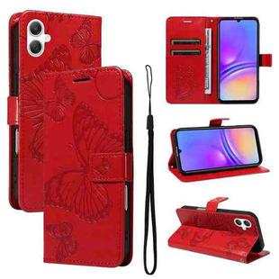 For Samsung Galaxy A07 5G 3D Butterfly Embossed Pattern Flip Leather Phone Case(Red)