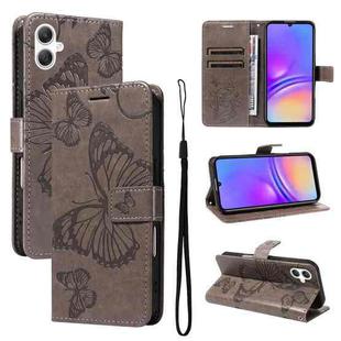 For Samsung Galaxy A07 5G 3D Butterfly Embossed Pattern Flip Leather Phone Case(Grey)