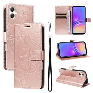 For Samsung Galaxy A07 5G 3D Butterfly Embossed Pattern Flip Leather Phone Case(Rose Gold)
