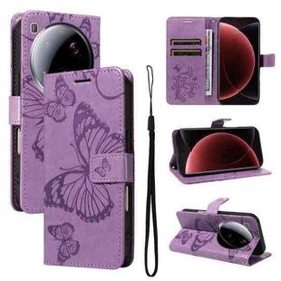 For Xiaomi 15 Ultra 5G Global 3D Butterfly Embossed Pattern Flip Leather Phone Case(Purple)