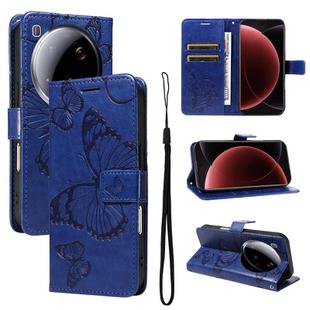 For Xiaomi 15 Ultra 5G Global 3D Butterfly Embossed Pattern Flip Leather Phone Case(Blue)
