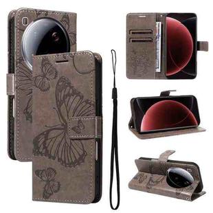 For Xiaomi 15 Ultra 5G Global 3D Butterfly Embossed Pattern Flip Leather Phone Case(Grey)