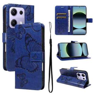 For Xiaomi Poco M6 Pro 4G Global 3D Butterfly Embossed Pattern Flip Leather Phone Case(Blue)