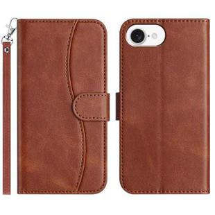 For iPhone 16e Dual-Folded S-shape Leather Phone Case(Coffee)