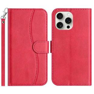 For iPhone 14 Pro Dual-Folded S-shape Leather Phone Case(Rose Red)