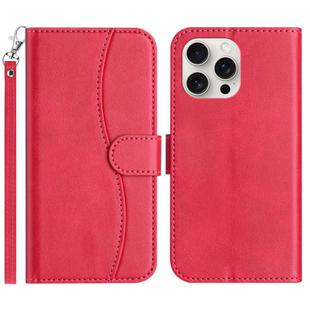 For iPhone 14 Pro Max Dual-Folded S-shape Leather Phone Case(Rose Red)