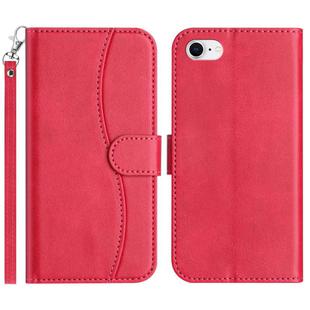 For iPhone 7 / 8 / SE 2022 Dual-Folded S-shape Leather Phone Case(Rose Red)