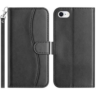For iPhone 7 / 8 / SE 2022 Dual-Folded S-shape Leather Phone Case(Black)