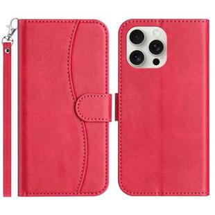 For iPhone 13 Pro Dual-Folded S-shape Leather Phone Case(Rose Red)