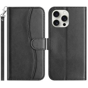 For iPhone 13 Pro Dual-Folded S-shape Leather Phone Case(Black)