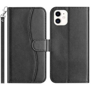 For iPhone 12 mini Dual-Folded S-shape Leather Phone Case(Black)