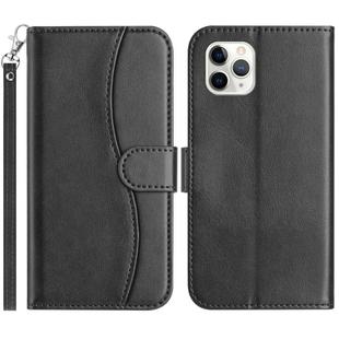 For iPhone 11 Pro Max Dual-Folded S-shape Leather Phone Case(Black)