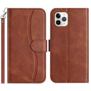 For iPhone 11 Pro Max Dual-Folded S-shape Leather Phone Case(Coffee)