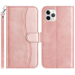 For iPhone 11 Pro Dual-Folded S-shape Leather Phone Case(Rose Gold)