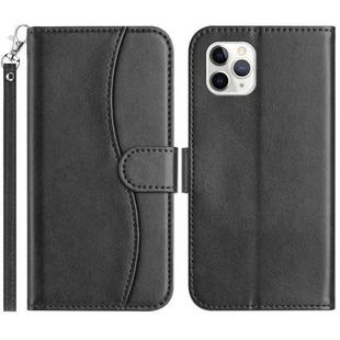 For iPhone 11 Pro Dual-Folded S-shape Leather Phone Case(Black)