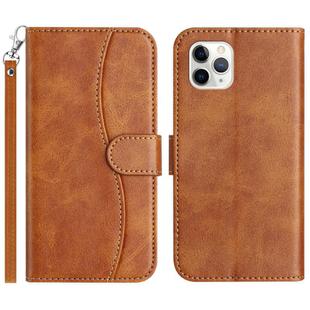 For iPhone 11 Pro Dual-Folded S-shape Leather Phone Case(Brown)
