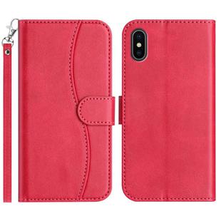 For iPhone X / XS Dual-Folded S-shape Leather Phone Case(Rose Red)