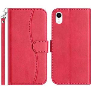 For iPhone XR Dual-Folded S-shape Leather Phone Case(Rose Red)