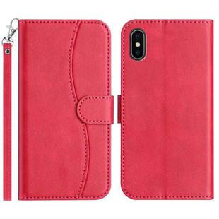 For iPhone XS Max Dual-Folded S-shape Leather Phone Case(Rose Red)