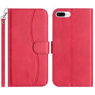 For iPhone 7 Plus / 8 Plus Dual-Folded S-shape Leather Phone Case(Rose Red)