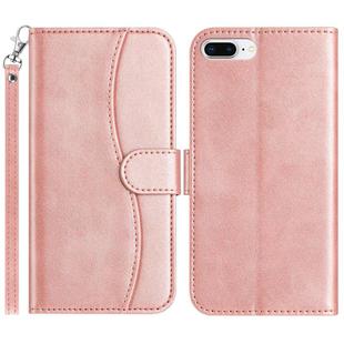For iPhone 7 Plus / 8 Plus Dual-Folded S-shape Leather Phone Case(Rose Gold)