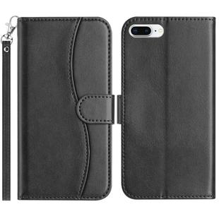For iPhone 7 Plus / 8 Plus Dual-Folded S-shape Leather Phone Case(Black)