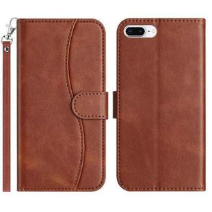 For iPhone 7 Plus / 8 Plus Dual-Folded S-shape Leather Phone Case(Coffee)